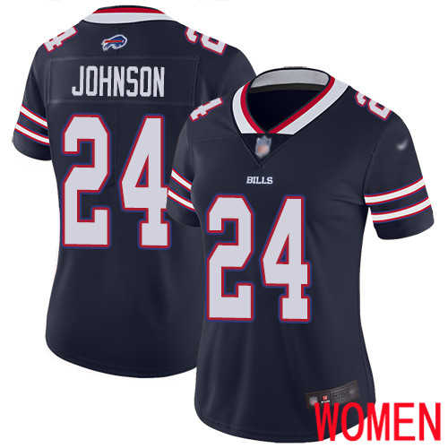 Women Buffalo Bills #24 Taron Johnson Limited Navy Blue Inverted Legend NFL Jersey